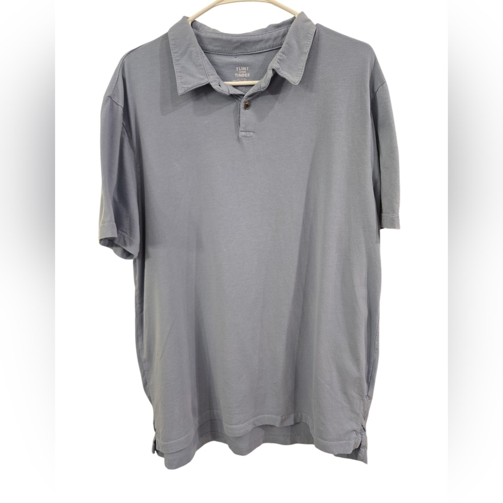 FLINT AND TINDER 100% COTTON POLO SHIRT. SIZE-LARGE. SKY BLUE..